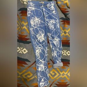 Blue Paint Art Stretchy Denim Jeans